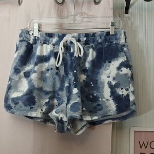 Dip Blue and White Tie-Dye Athletic Shorts